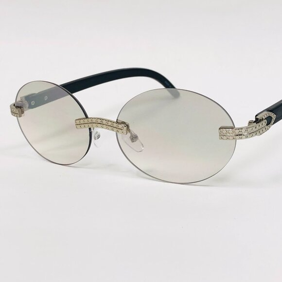 Men Clear Sunglasses Oval Silver Trandy Shades Hip Hop‎ Shades Classic Rimless - Picture 1 of 5